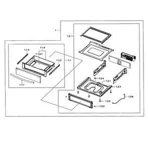 Drawer Assembly Diagram and Parts List for NE597N0PBSR AA-01 Samsung Range