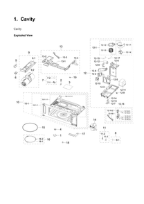 Cavity Parts Assembly Diagram and Parts List for ME11A7510DG AA-00 Samsung Microwave