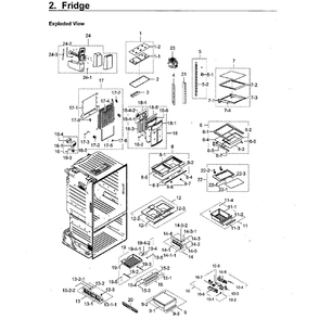 Fridge Diagram and Parts List for RF265BEAESR AA-0000 Samsung Refrigerator