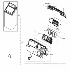Assembly Control Parts Diagram and Parts List for WA50M7450AW (A4)(0051) Samsung Washer