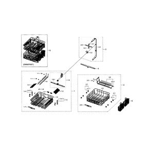 Rack Assembly Diagram and Parts List for DW80F600UTW AA-01 Samsung Dishwasher