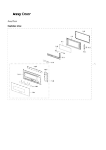 Door Assembly Diagram and Parts List for ME21B706B12 AA-00 Samsung Microwave