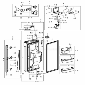 Fridge Door L Diagram and Parts List for RF28K9380SG (AA)(0003) Samsung Refrigerator