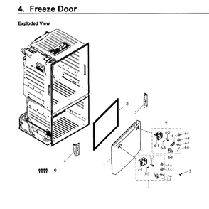 Freezer Door Diagram and Parts List for RF263BEAEWW AA-04 Samsung Refrigerator