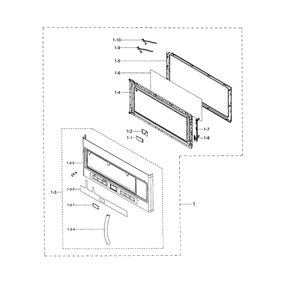 Door Diagram and Parts List for ME21H706MQB AA-00 Samsung Microwave