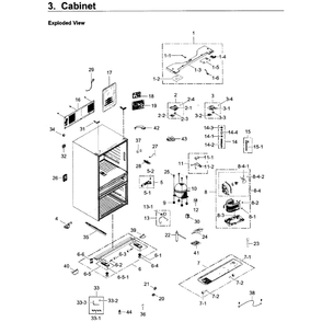 Cabinet Diagram and Parts List for RF22KREDBSG AA-03 Samsung Refrigerator