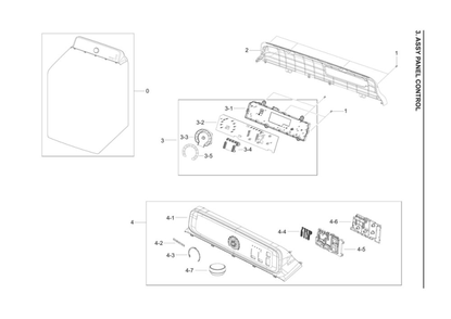Control Panel Assembly Diagram and Parts List for DV40J3000EW A2-02 Samsung Dryer