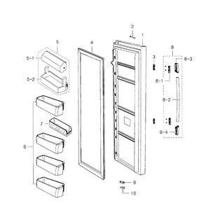 Right Door Diagram and Parts List for RS2530BWP XAA-0000 Samsung Refrigerator