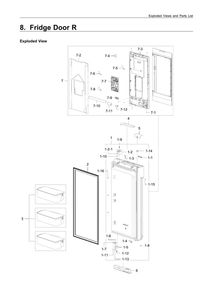 Right Refrigerator Door Parts Diagram and Parts List for RF28M9580SR AA-01 Samsung Refrigerator