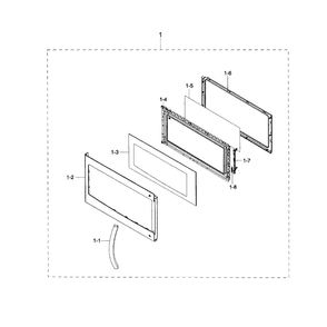 Door Assembly Diagram and Parts List for ME17H703SHW AA-00 Samsung Microwave Oven Combo