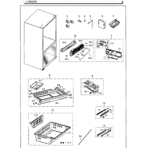 Freezer Diagram and Parts List for RF260BEAESG AA-02 Samsung Refrigerator