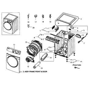 Main Assembly Diagram and Parts List for DV448AEP XAA-02 Samsung Dryer