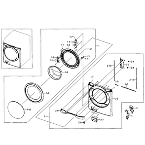 Front Section Diagram and Parts List for WF511ABR XAA-03 Samsung Washer