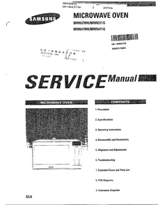 Microwave Oven Diagram and Parts List for MW6470W XAA Samsung Microwave