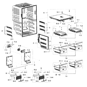 Freezer Diagram and Parts List for RF32FMQDBSR AA-02 Samsung Refrigerator