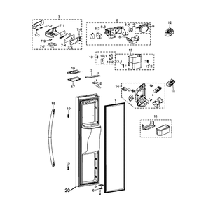 Freezer Door Diagram and Parts List for RSG257AARS XAA-0000 Samsung Refrigerator