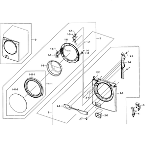 Front / Door Assembly Diagram and Parts List for WF395BTPAWR A2-01 Samsung Washer