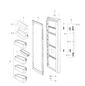 Part Location Diagram of DA91-02371A Samsung Assembly DOOR FOAM REF;RS253