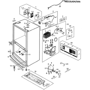 Compressor Diagram and Parts List for RB215LABP XAA-0000 Samsung Refrigerator