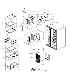 Freezer Diagram and Parts List for RS265TDBP XAA-0001 Samsung Refrigerator