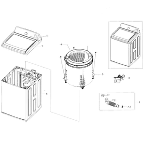 Main Diagram and Parts List for WA45H7200AP A2-0001 Samsung Washer