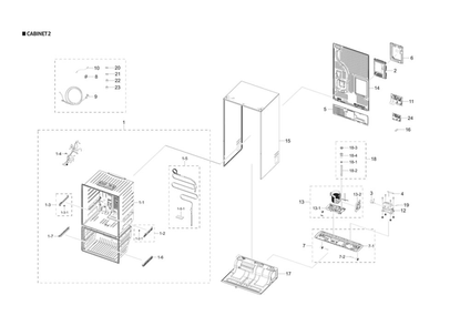 Cabinet 2 Diagram and Parts List for RF28T5F01SR AA-00 Samsung Refrigerator