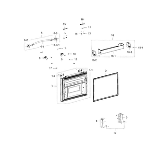 Freezer Door Diagram and Parts List for RFG238AARS XAA-0000 Samsung Refrigerator