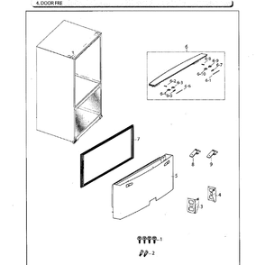 Door-Freezer Diagram and Parts List for RF260BEAESG AA-02 Samsung Refrigerator