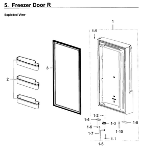 Freezer Door R Diagram and Parts List for RF22K9381SG AA-0000 Samsung Refrigerator