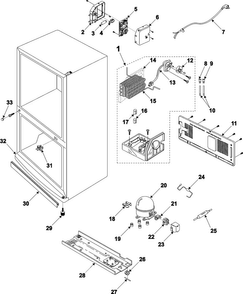 Machine Compartment And Cabinet Back Diagram and Parts List for RB1855BB XAA Samsung Refrigerator