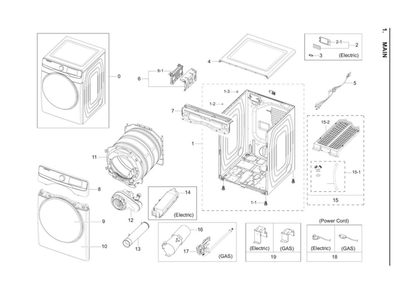 Part Location Diagram of DC90-00120J Samsung Assy drum parts