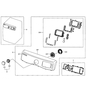 Control Panel Diagram and Parts List for DV435ETGJWR A1-0001 Samsung Dryer