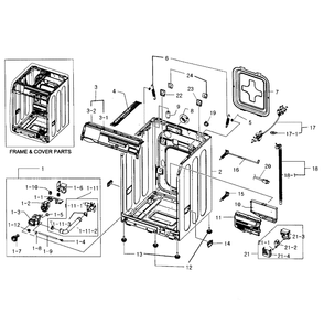 Frame And Cover Diagram and Parts List for WF331ANW XAA-04 Samsung Washer