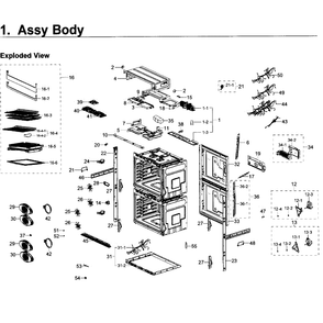 Body Diagram and Parts List for NV51K7770DG AA-0000 Samsung Wall Oven