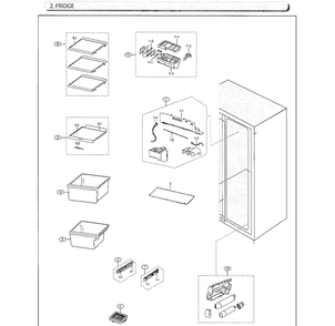 Fridge Diagram and Parts List for RS25J500DSG AA-0000 Samsung Refrigerator