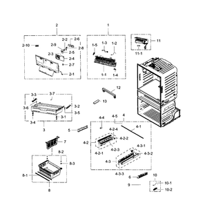 Freezer Diagram and Parts List for RF28JBEDBSG AA-01 Samsung Refrigerator