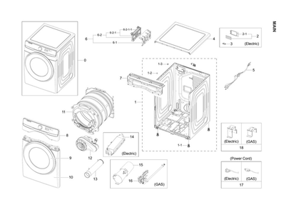 Part Location Diagram of DC93-00820C Samsung Main Wire Harness Assembly
