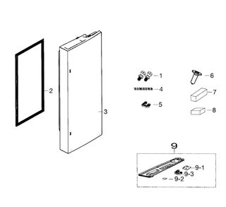Fridge Right Door Diagram and Parts List for RF26HFENDSR AA-0000 Samsung Refrigerator