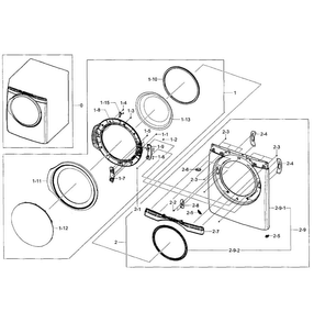 Front & Door Diagram and Parts List for DV405ETPAWR AA-0000 Samsung Dryer