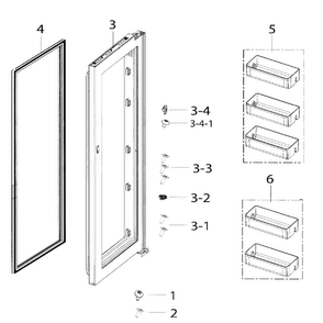 Right Door In Diagram and Parts List for RH25H5611BC AA-0001 Samsung Refrigerator