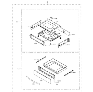 Drawer Diagram and Parts List for NE597R0ABSR AA-0002 Samsung Range