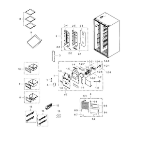 Fridge Diagram and Parts List for RH25H5611SR AA-0000 Samsung Refrigerator