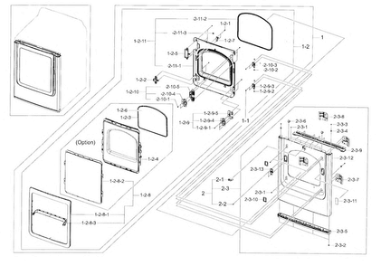 Frame Front & Door Diagram and Parts List for DV456ETHDSU AA-0000 Samsung Dryer