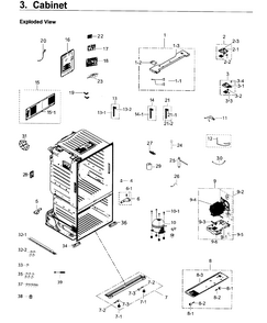 Cabinet Diagram and Parts List for RF26J7500BC AA-0002 Samsung Refrigerator