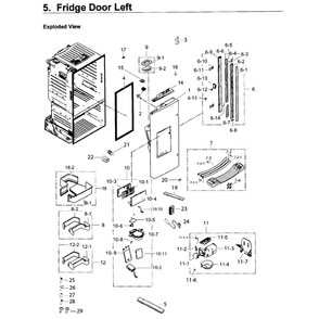 Fridge Door L Diagram and Parts List for RF263BEAESR AA-02 Samsung Refrigerator