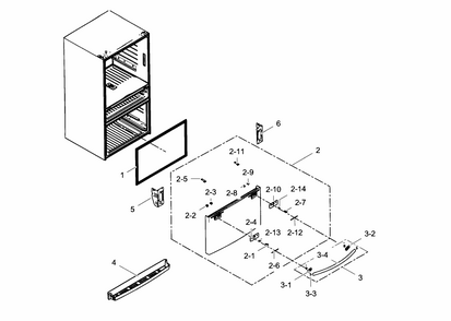 Freezer Door Diagram and Parts List for RF28HMEDBWW AA-0003 Samsung Refrigerator