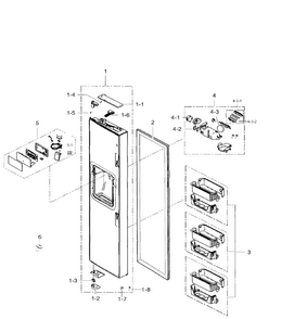 Freezer Door Diagram and Parts List for RS265TDBP XAA-0000 Samsung Refrigerator
