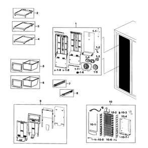 Freezer Diagram and Parts List for RS267TDWP XAA-0000 Samsung Refrigerator