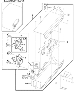 Heater Assy Diagram and Parts List for DV419AEU XAA-0000 Samsung Dryer
