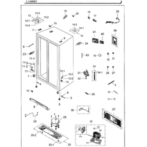 Cabinet Diagram and Parts List for RS25H5111WW AA-02 Samsung Refrigerator